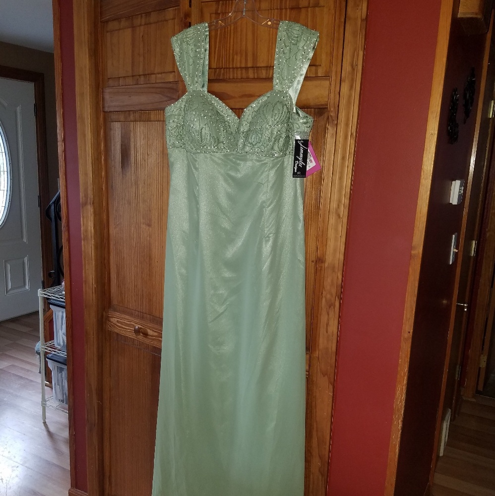 Full length beaded gown with accessories